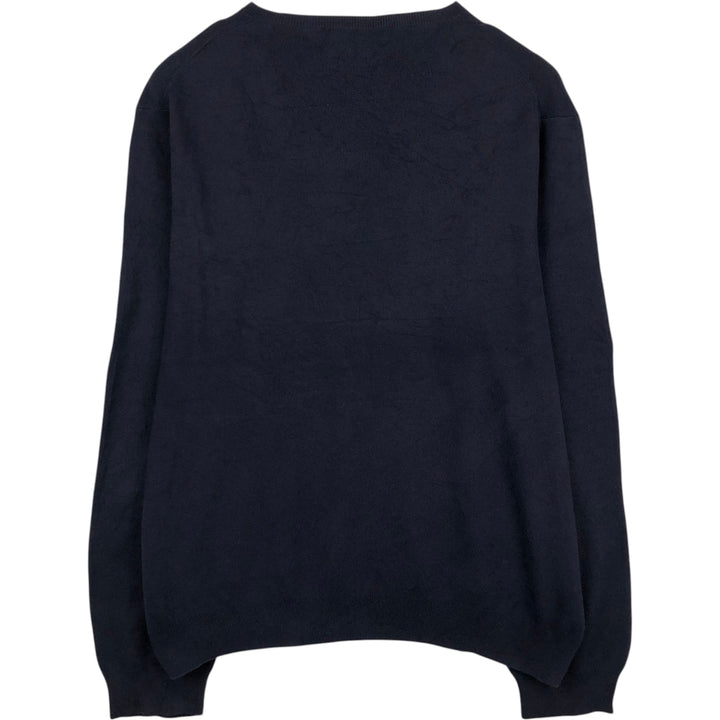 Ralph Lauren POLO by Ralph Lauren V-neck Pima cotton knit sweater, men's size XXL Pima Cotton navy blue type Vintage Second Hand