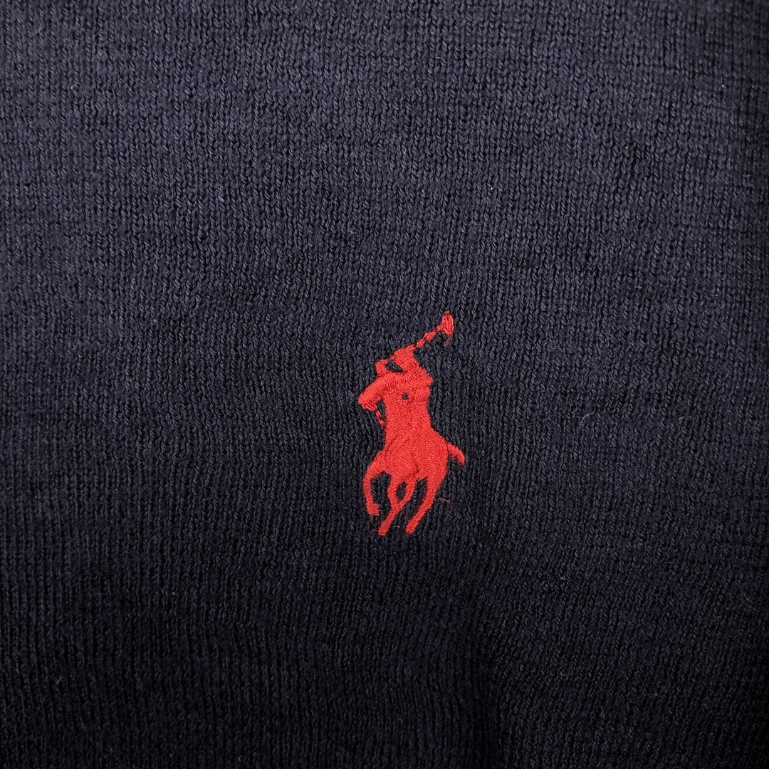 Ralph Lauren POLO by Ralph Lauren V-neck Pima cotton knit sweater, men's size XXL Pima Cotton navy blue type Vintage Second Hand