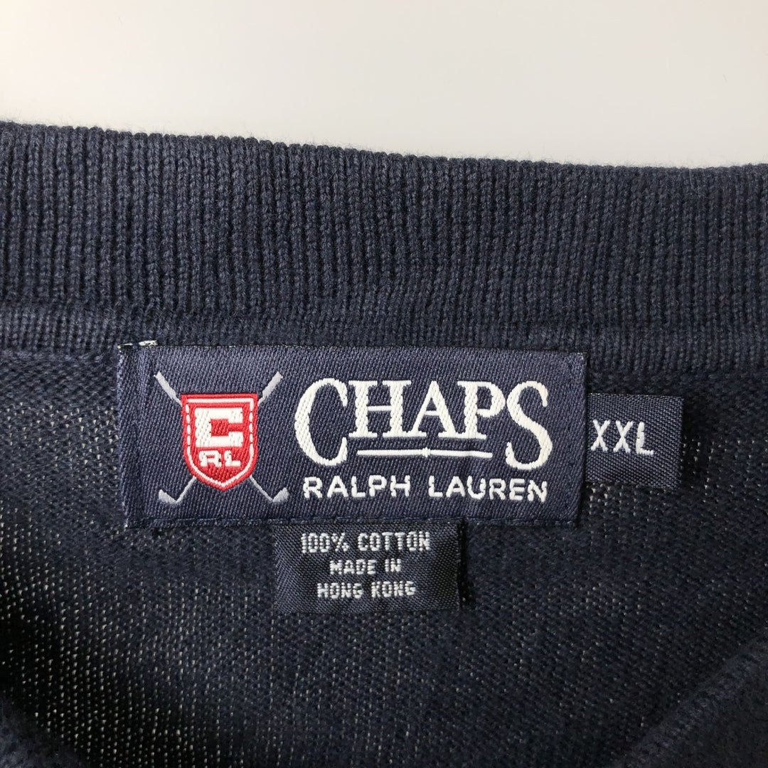 Ralph Lauren CHAPS Polo Knit Sweater, Men's XXL (approx.) cotton navy blue type Vintage Second Hand