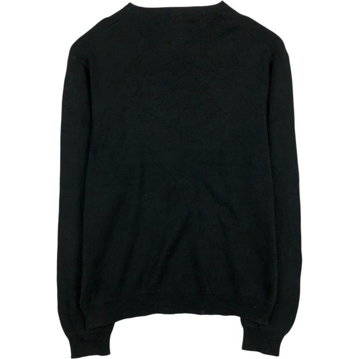 Ralph Lauren POLO by Ralph Lauren V-neck Pima cotton knit sweater, men's size M Pima Cotton black type Vintage Second Hand