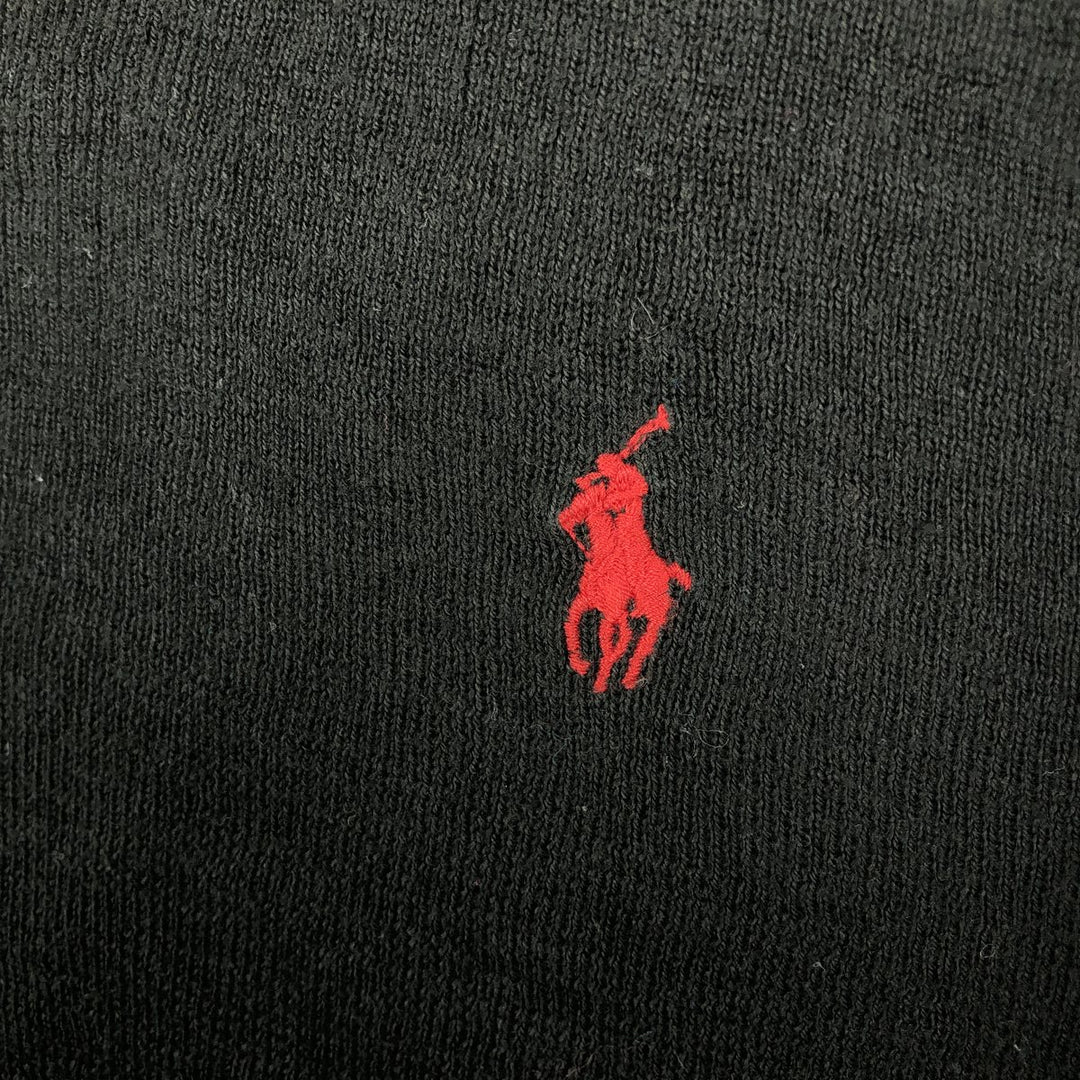 Ralph Lauren POLO by Ralph Lauren V-neck Pima cotton knit sweater, men's size M Pima Cotton black type Vintage Second Hand