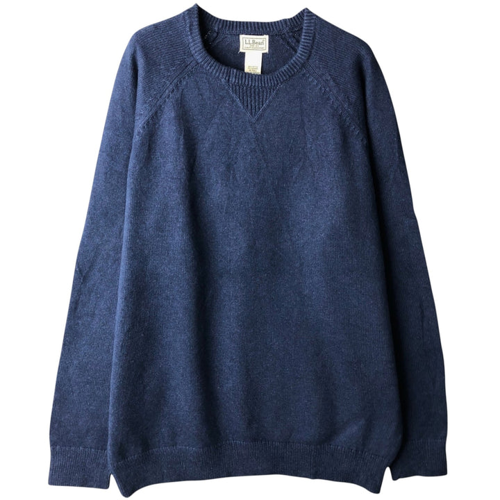 Vintage LL Bean cashmere blend cotton knit sweater from the 90s-00s, men's size M (approx.). cotton navy blue type Vintage Second Hand
