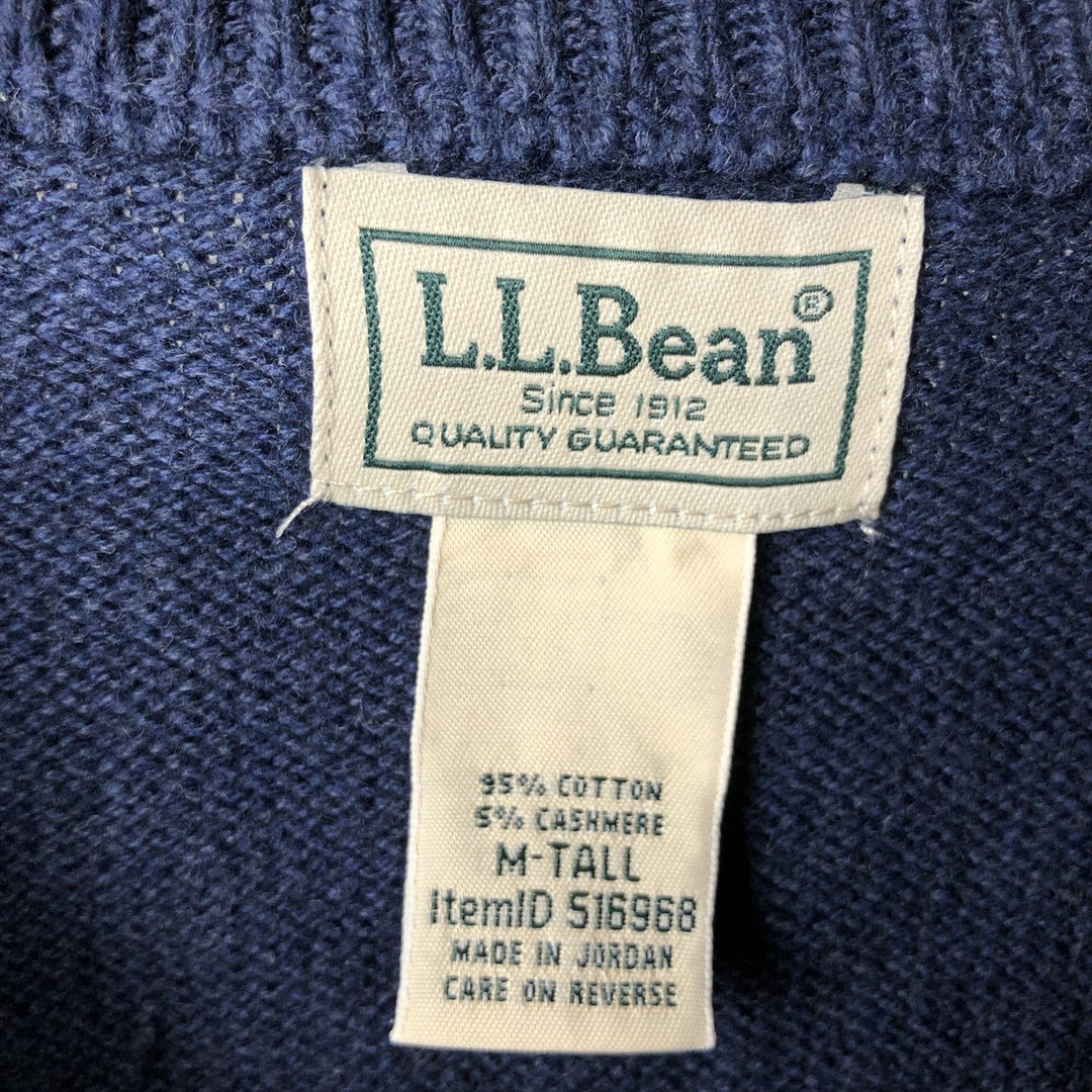Vintage LL Bean cashmere blend cotton knit sweater from the 90s-00s, men's size M (approx.). cotton navy blue type Vintage Second Hand