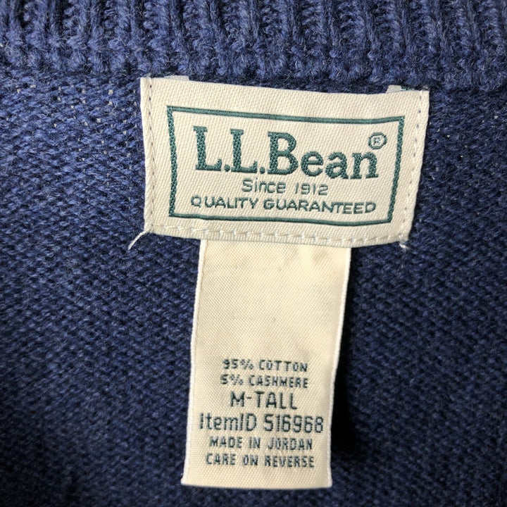 Vintage LL Bean cashmere blend cotton knit sweater from the 90s-00s, men's size M (approx.). cotton navy blue type Vintage Second Hand