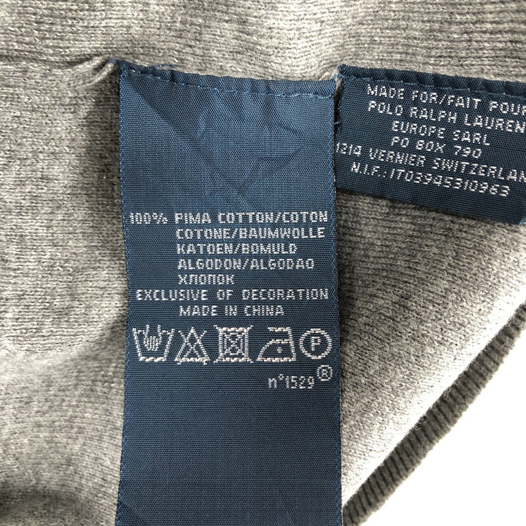 Ralph Lauren POLO by Ralph Lauren V-neck Pima cotton knit sweater, men's size XL Pima Cotton gray type Vintage Second Hand