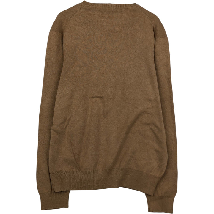 Ralph Lauren POLO by Ralph Lauren V-neck Pima cotton knit sweater, men's size M Pima Cotton beige type brown Vintage Second Hand