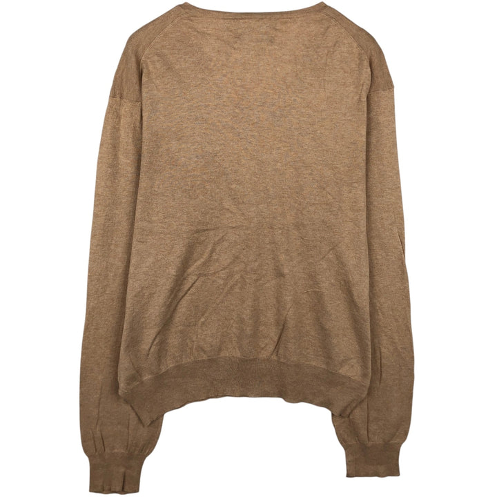 Ralph Lauren POLO by Ralph Lauren V-neck Pima cotton knit sweater, men's size L Pima Cotton Beige type Vintage Second Hand
