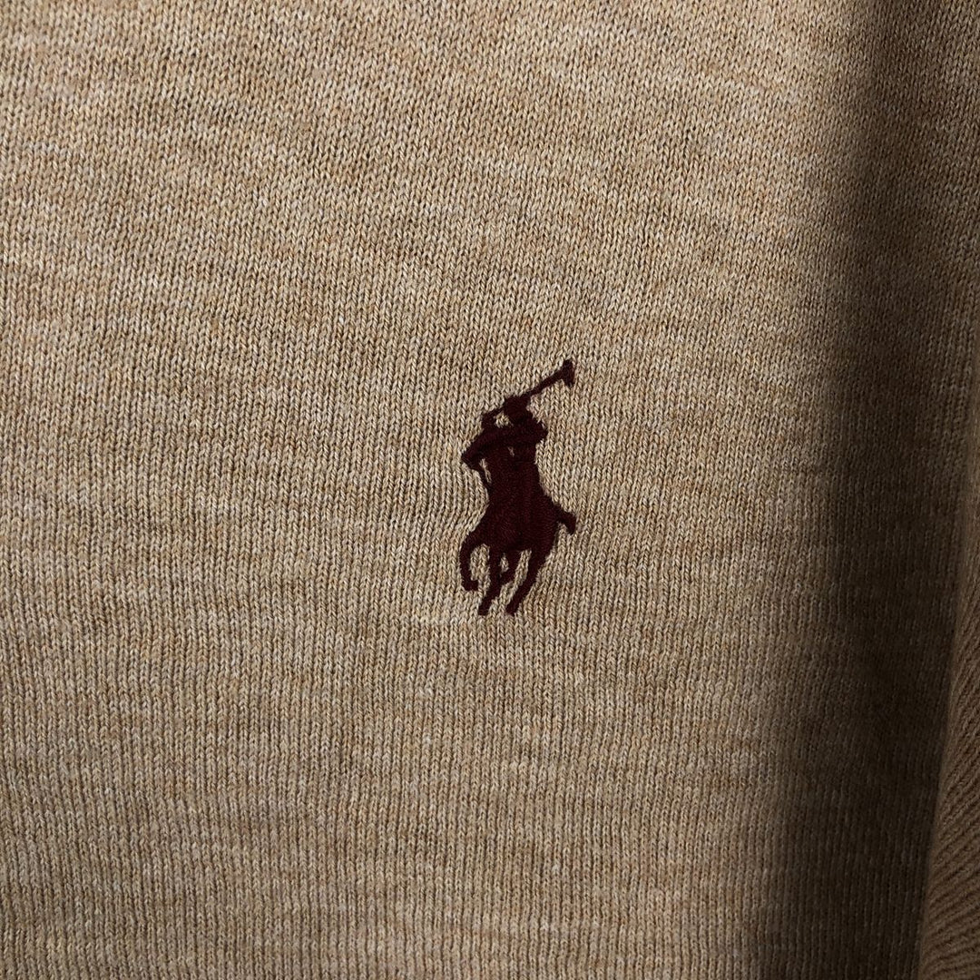 Ralph Lauren POLO by Ralph Lauren V-neck Pima cotton knit sweater, men's size L Pima Cotton Beige type Vintage Second Hand