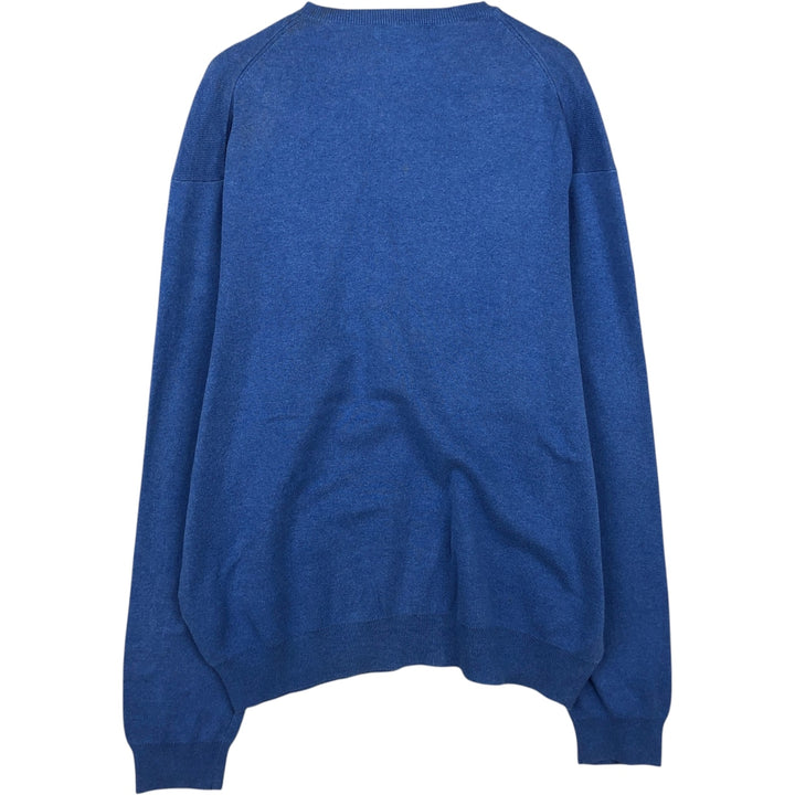 Ralph Lauren POLO RALPH LAUREN V-neck Pima cotton knit sweater, men's size L Pima Cotton blue type Vintage Second Hand