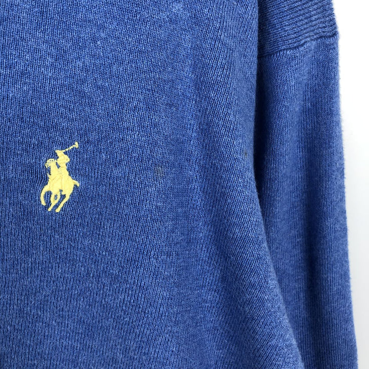 Ralph Lauren POLO RALPH LAUREN V-neck Pima cotton knit sweater, men's size L Pima Cotton blue type Vintage Second Hand
