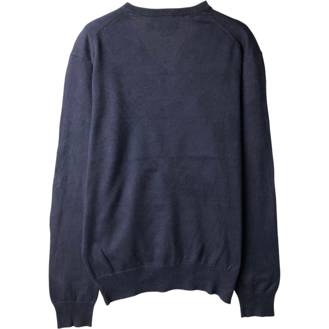 Ralph Lauren POLO RALPH LAUREN PIMA COTTON V-neck knit sweater, men's size S (approx.) Pima Cotton navy blue type Vintage Second Hand