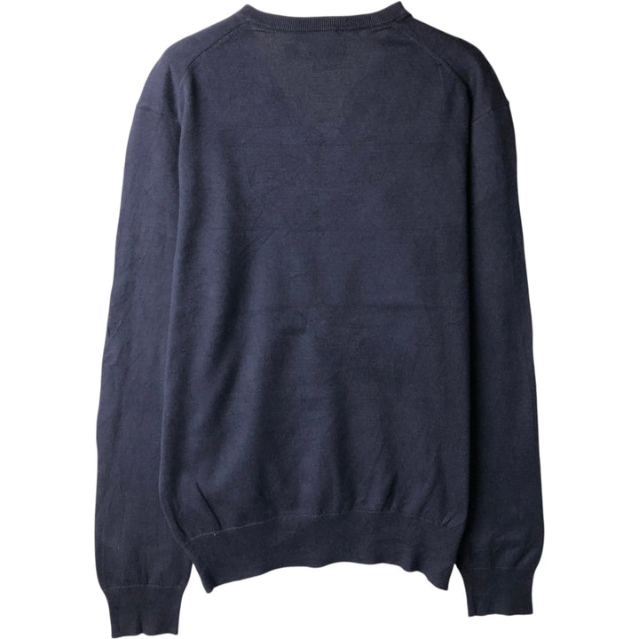 Ralph Lauren POLO RALPH LAUREN PIMA COTTON V-neck knit sweater, men's size S (approx.) Pima Cotton navy blue type Vintage Second Hand