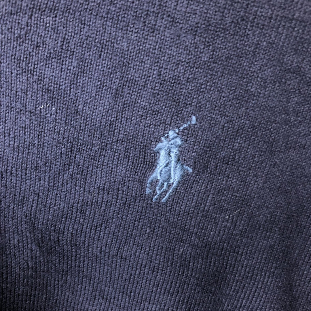 Ralph Lauren POLO RALPH LAUREN PIMA COTTON V-neck knit sweater, men's size S (approx.) Pima Cotton navy blue type Vintage Second Hand