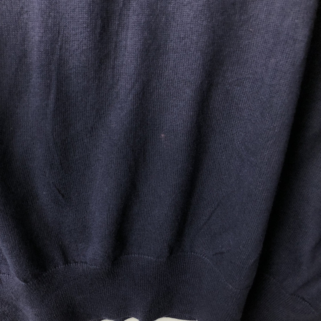 Ralph Lauren POLO RALPH LAUREN PIMA COTTON V-neck knit sweater, men's size S (approx.) Pima Cotton navy blue type Vintage Second Hand