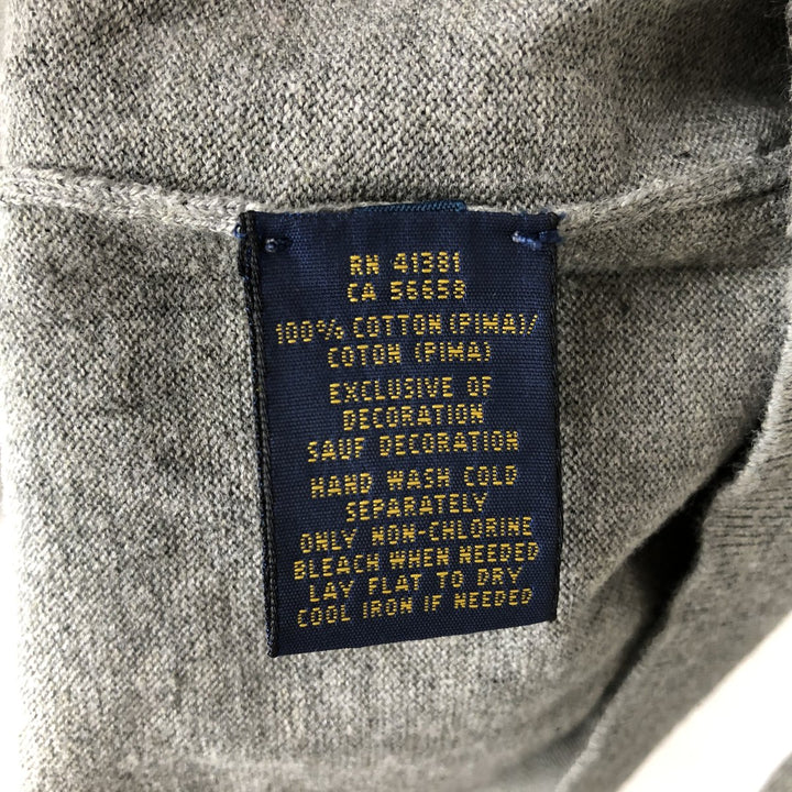 Ralph Lauren POLO RALPH LAUREN PIMA COTTON V-neck Pima cotton knit sweater, men's size L Pima Cotton gray type Vintage Second Hand