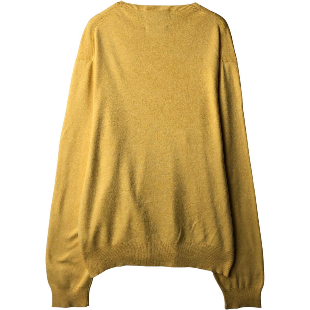 Ralph Lauren POLO by Ralph Lauren V-neck Pima cotton knit sweater, men's size XL Pima Cotton yellow type Vintage Second Hand