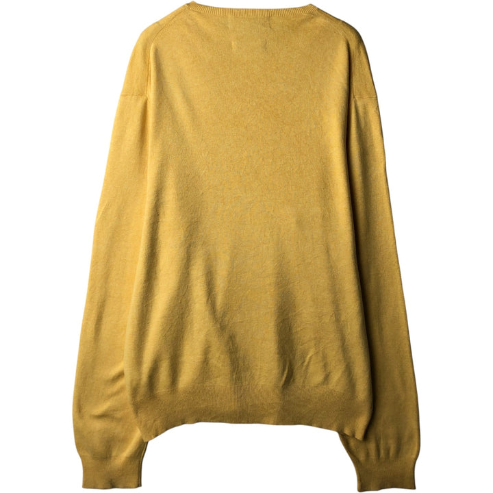 Ralph Lauren POLO by Ralph Lauren V-neck Pima cotton knit sweater, men's size XL Pima Cotton yellow type Vintage Second Hand