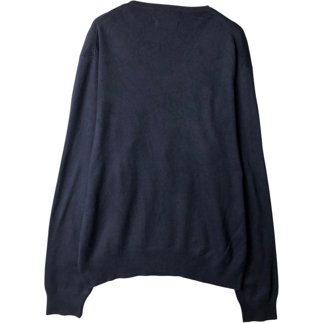 Ralph Lauren POLO by Ralph Lauren V-neck Pima cotton knit sweater, men's size L Pima Cotton navy blue type Vintage Second Hand