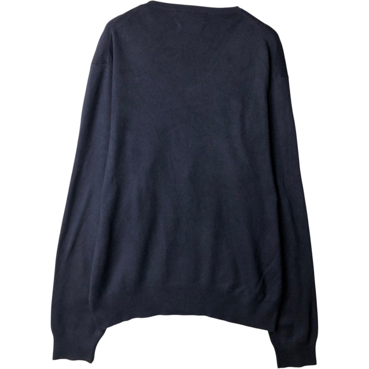Ralph Lauren POLO by Ralph Lauren V-neck Pima cotton knit sweater, men's size L Pima Cotton navy blue type Vintage Second Hand