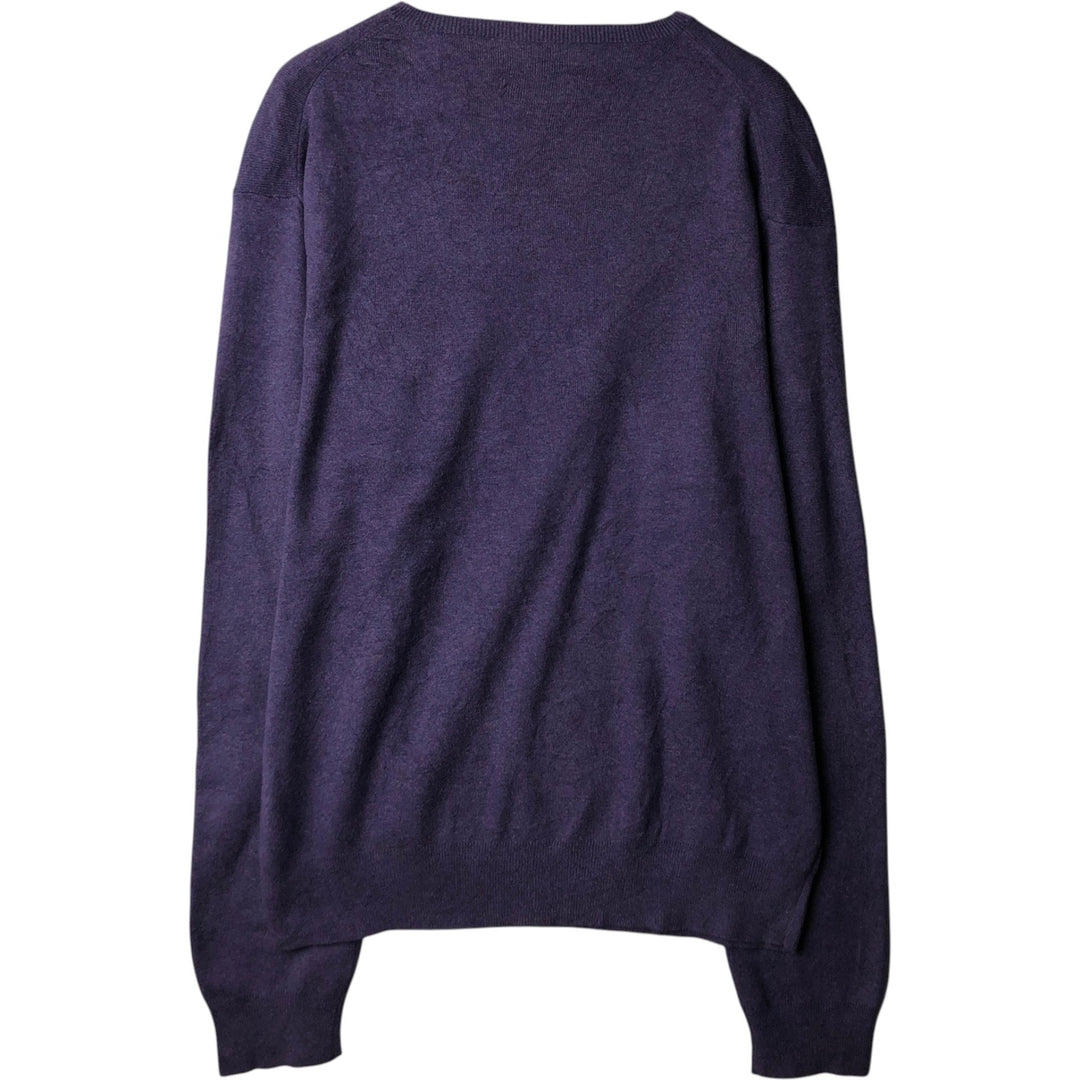 Ralph Lauren POLO by Ralph Lauren V-neck Pima cotton knit sweater, men's size M Pima Cotton purple type Vintage Second Hand