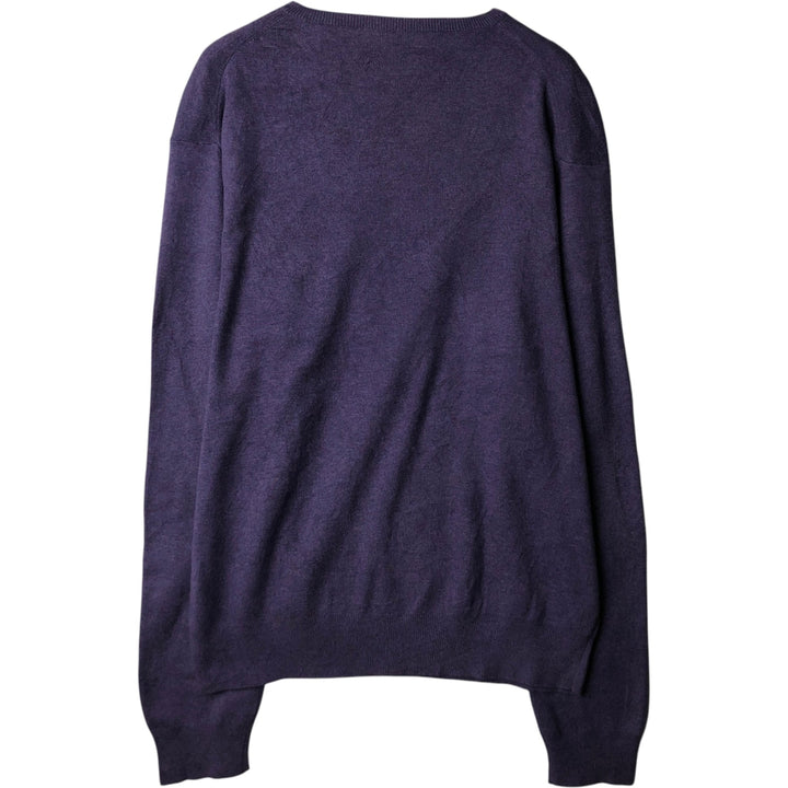 Ralph Lauren POLO by Ralph Lauren V-neck Pima cotton knit sweater, men's size M Pima Cotton purple type Vintage Second Hand