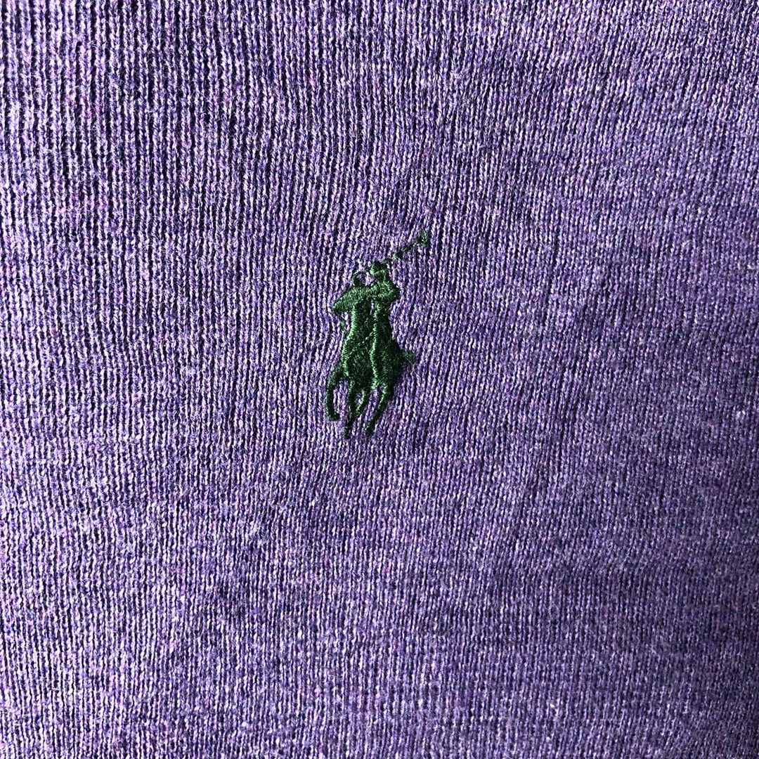 Ralph Lauren POLO by Ralph Lauren V-neck Pima cotton knit sweater, men's size M Pima Cotton purple type Vintage Second Hand