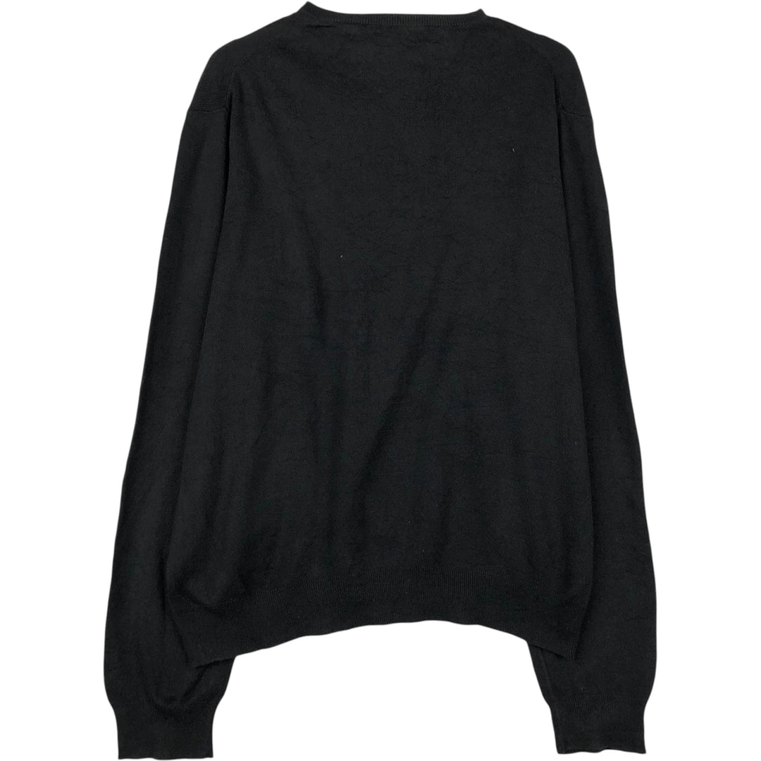 Ralph Lauren POLO by Ralph Lauren V-neck Pima cotton knit sweater, men's size L Pima Cotton black type Vintage Second Hand