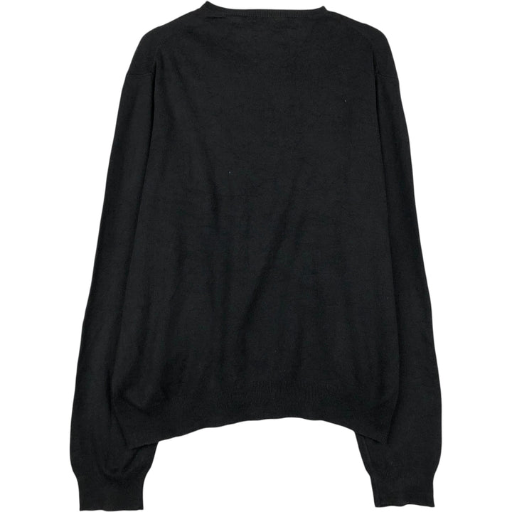 Ralph Lauren POLO by Ralph Lauren V-neck Pima cotton knit sweater, men's size L Pima Cotton black type Vintage Second Hand