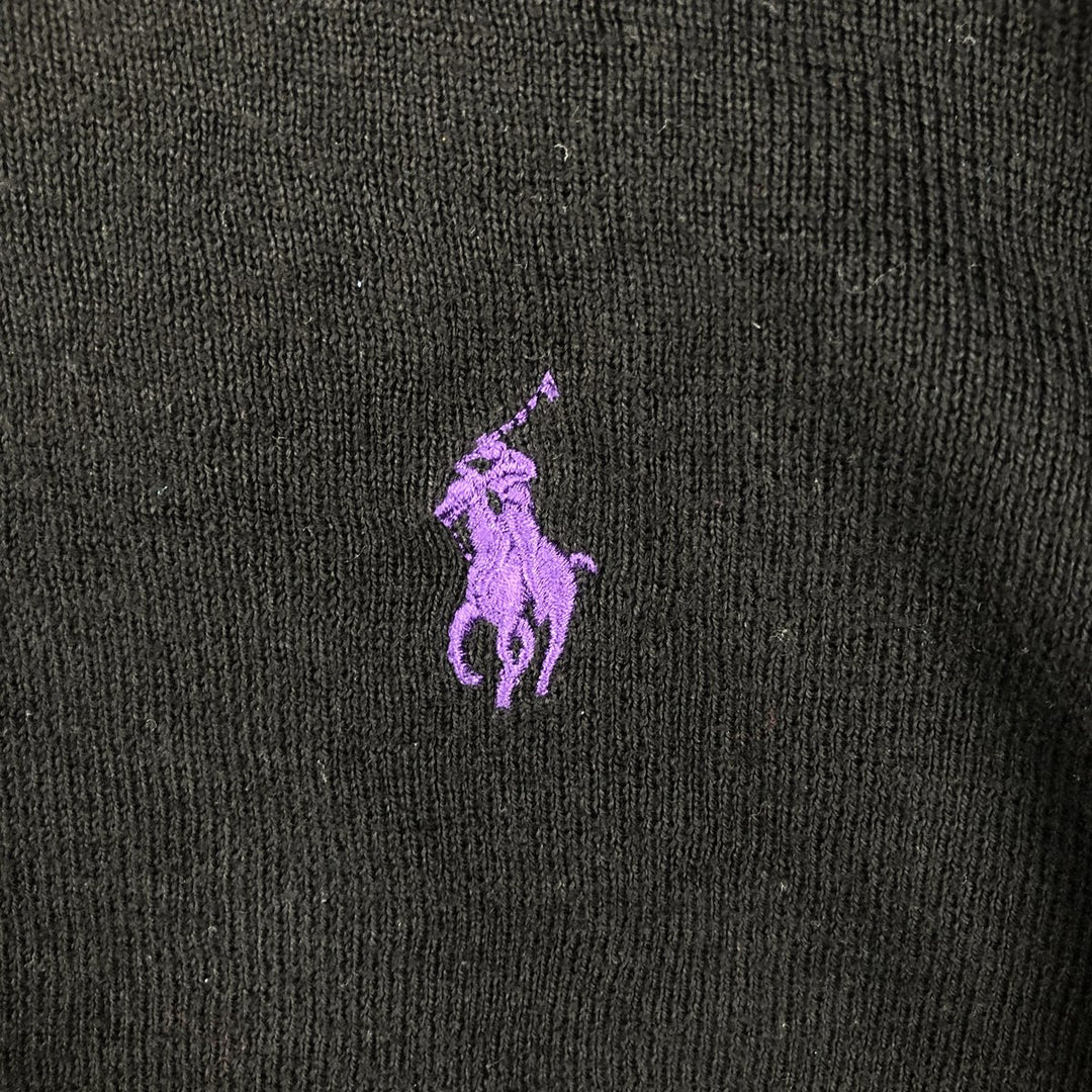 Ralph Lauren POLO by Ralph Lauren V-neck Pima cotton knit sweater, men's size L Pima Cotton black type Vintage Second Hand