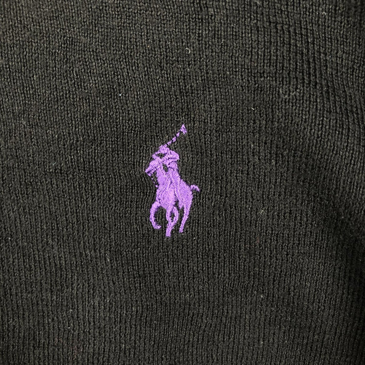 Ralph Lauren POLO by Ralph Lauren V-neck Pima cotton knit sweater, men's size L Pima Cotton black type Vintage Second Hand