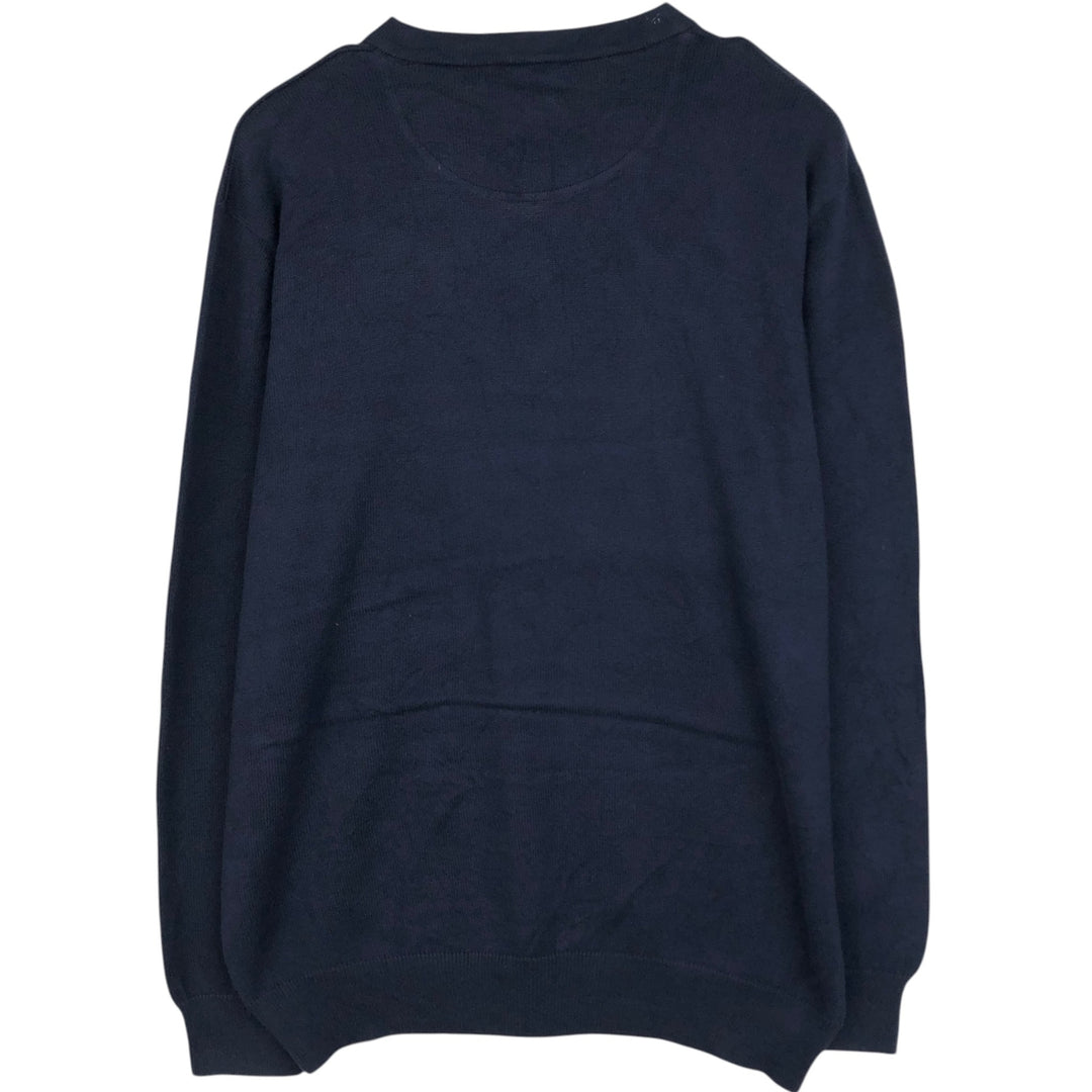Lacoste V-neck cotton knit sweater, size 6 (equivalent to men's L). cotton navy blue type Vintage Second Hand