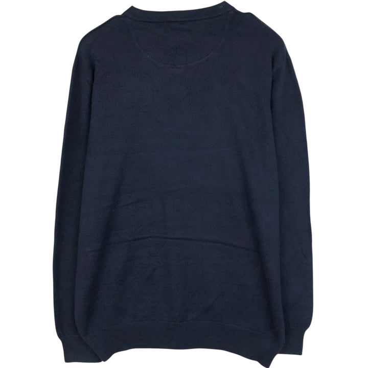 Lacoste V-neck cotton knit sweater, size 6 (equivalent to men's L). cotton navy blue type Vintage Second Hand