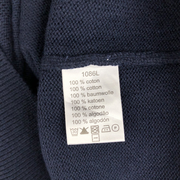 Lacoste V-neck cotton knit sweater, size 6 (equivalent to men's L). cotton navy blue type Vintage Second Hand