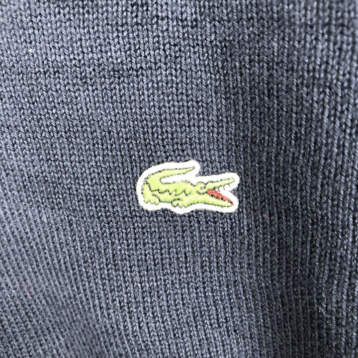 Lacoste V-neck cotton knit sweater, size 6 (equivalent to men's L). cotton navy blue type Vintage Second Hand