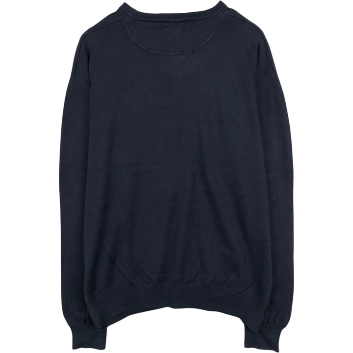Lacoste V-neck cotton knit sweater, size 7 (equivalent to men's L). cotton navy blue type Vintage Second Hand