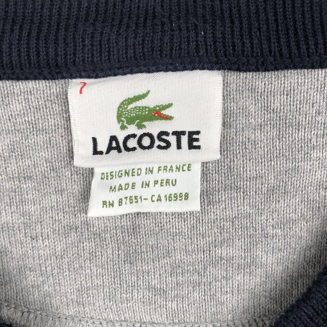 Lacoste V-neck cotton knit sweater, size 7 (equivalent to men's L). cotton navy blue type Vintage Second Hand