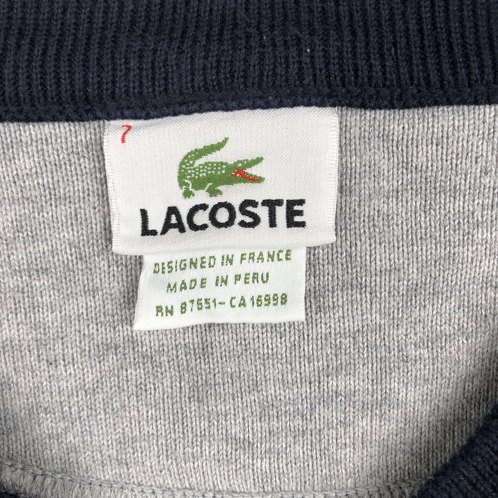 Lacoste V-neck cotton knit sweater, size 7 (equivalent to men's L). cotton navy blue type Vintage Second Hand