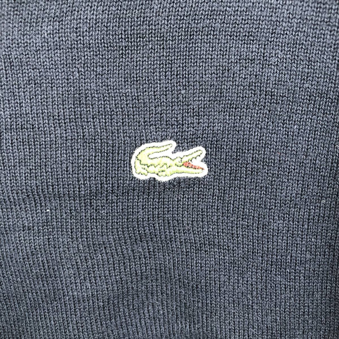 Lacoste V-neck cotton knit sweater, size 7 (equivalent to men's L). cotton navy blue type Vintage Second Hand