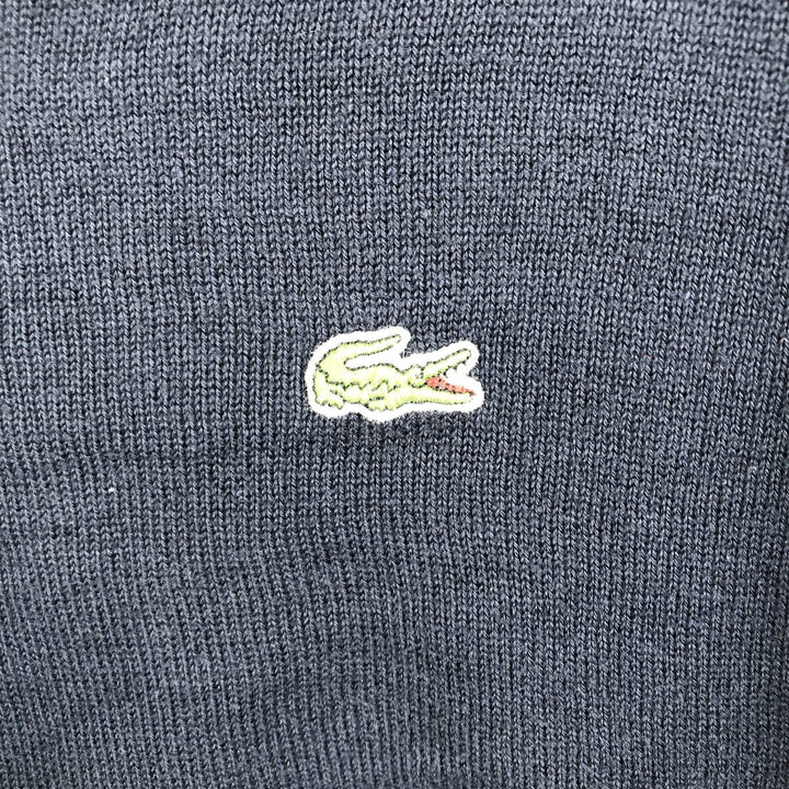 Lacoste V-neck cotton knit sweater, size 7 (equivalent to men's L). cotton navy blue type Vintage Second Hand