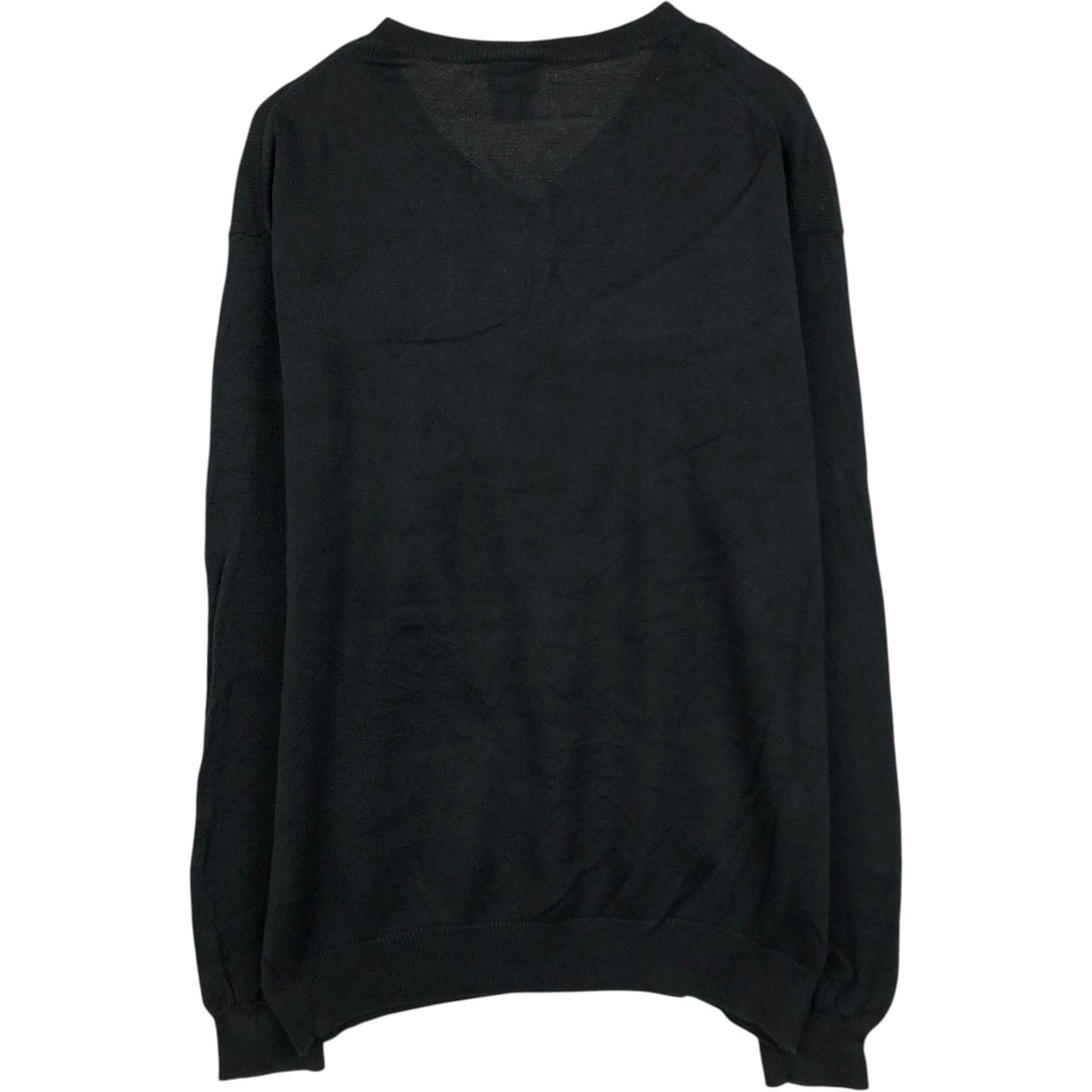Lacoste V-neck cotton knit sweater, size 7 (equivalent to men's XL) cotton black type Vintage Second Hand