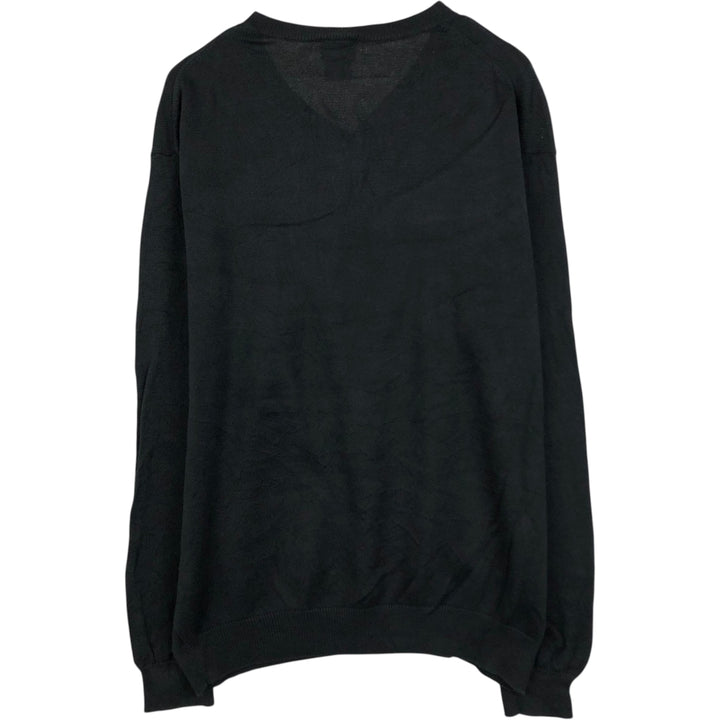 Lacoste V-neck cotton knit sweater, size 7 (equivalent to men's XL) cotton black type Vintage Second Hand
