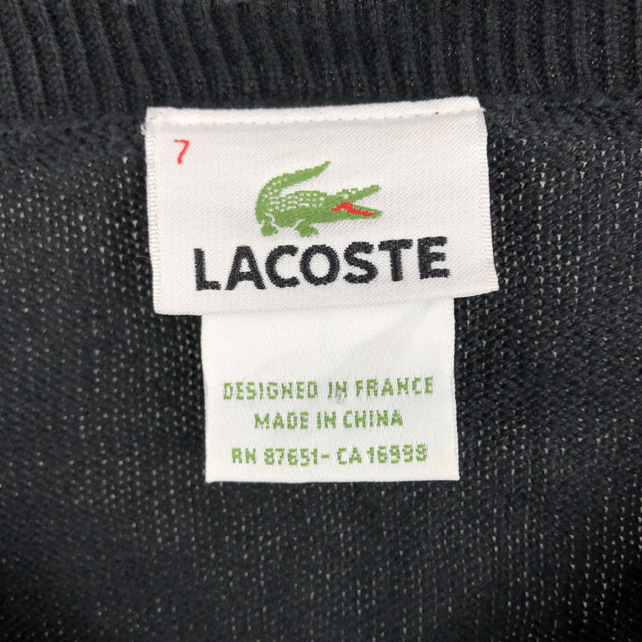 Lacoste V-neck cotton knit sweater, size 7 (equivalent to men's XL) cotton black type Vintage Second Hand