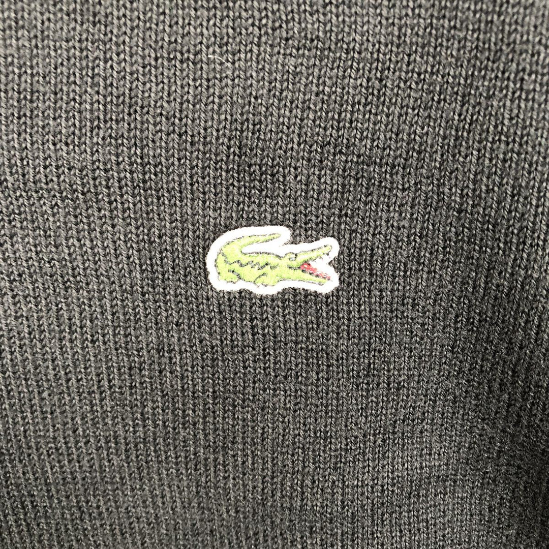 Lacoste V-neck cotton knit sweater, size 7 (equivalent to men's XL) cotton black type Vintage Second Hand