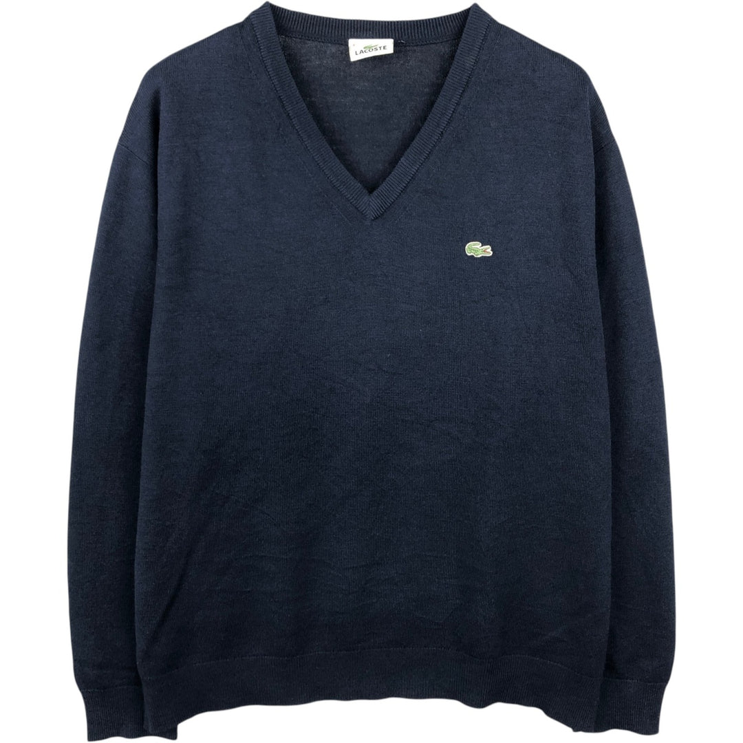 Lacoste V-neck acrylic and wool knit sweater, size 6, men's XL wool navy blue type Vintage Second Hand