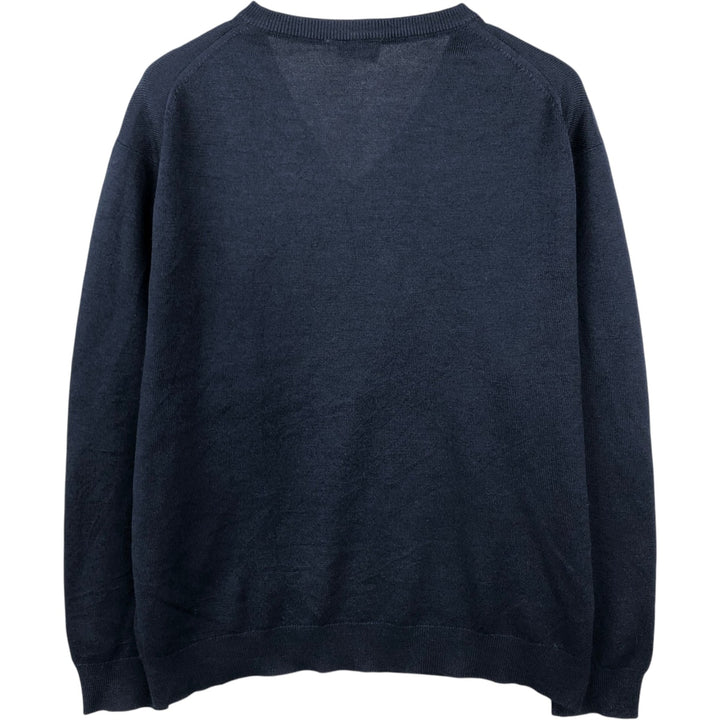 Lacoste V-neck acrylic and wool knit sweater, size 6, men's XL wool navy blue type Vintage Second Hand