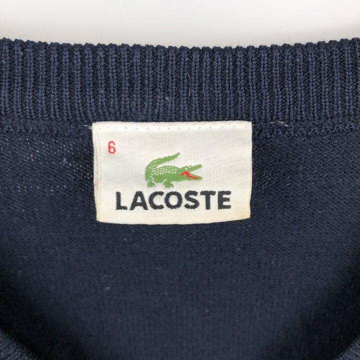 Lacoste V-neck acrylic and wool knit sweater, size 6, men's XL wool navy blue type Vintage Second Hand