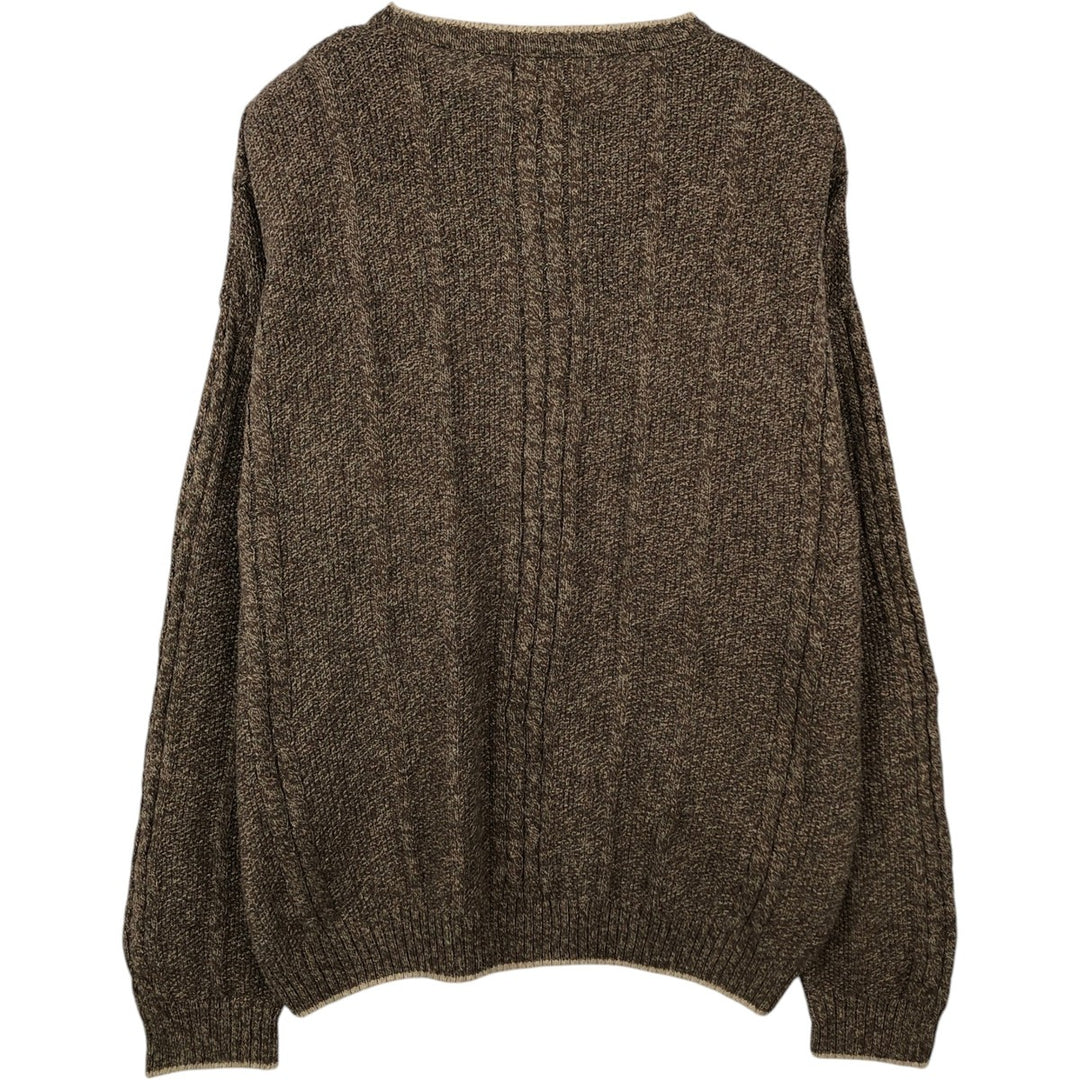 2000'S Woolrich Cable Knit Cotton Sweater, Made in USA, Men's Size XL (approx.) cotton brown type Vintage Second Hand