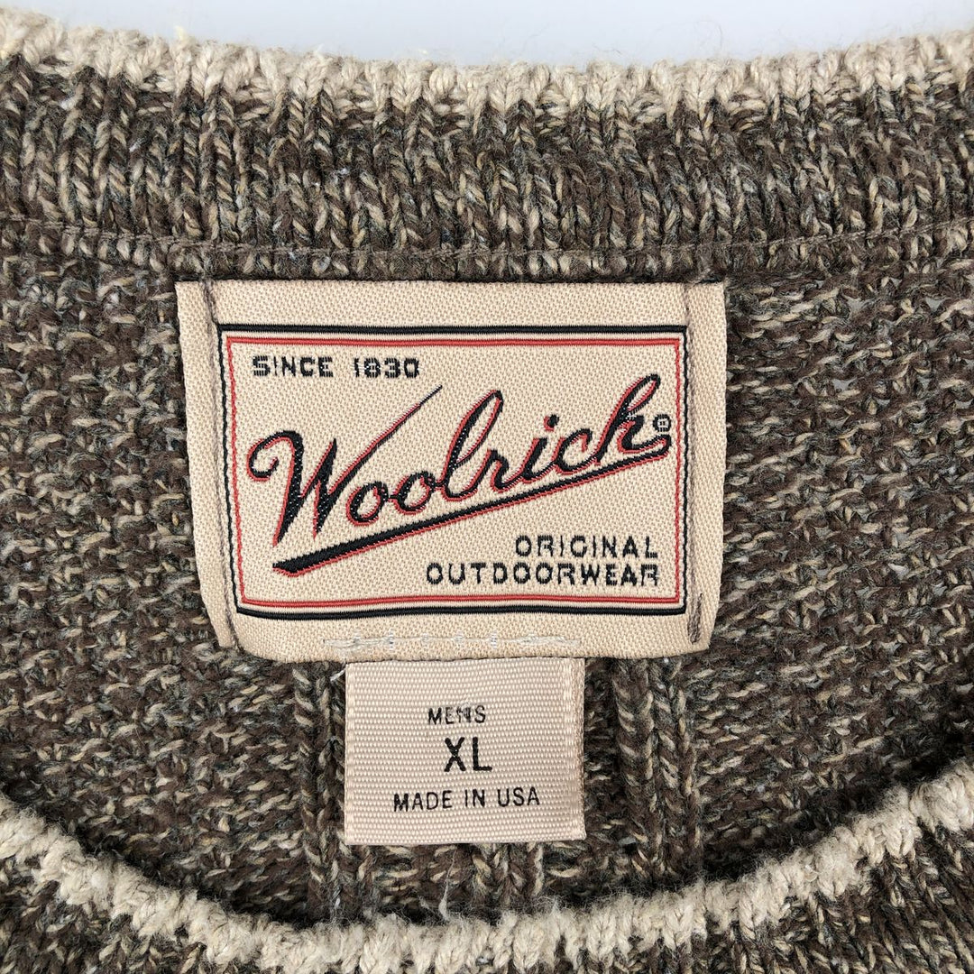 2000'S Woolrich Cable Knit Cotton Sweater, Made in USA, Men's Size XL (approx.) cotton brown type Vintage Second Hand