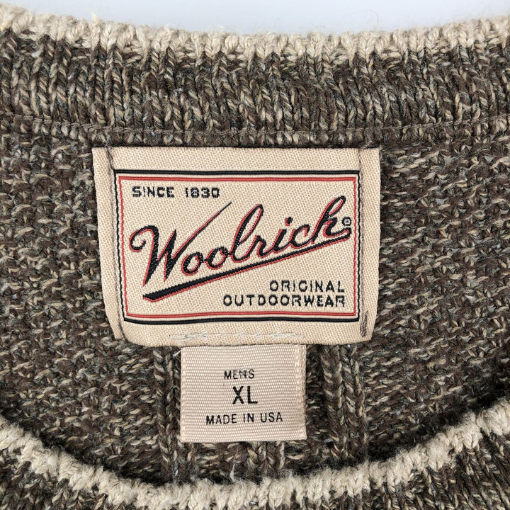 2000'S Woolrich Cable Knit Cotton Sweater, Made in USA, Men's Size XL (approx.) cotton brown type Vintage Second Hand
