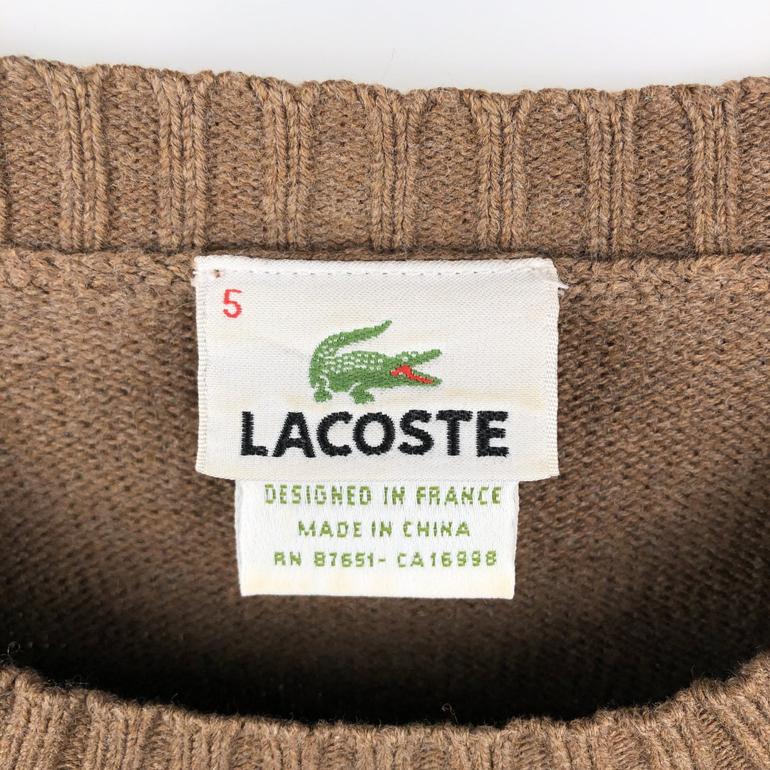 Lacoste Cotton Knit Sweater, Size 5, Men's Size L cotton brown type Vintage Second Hand